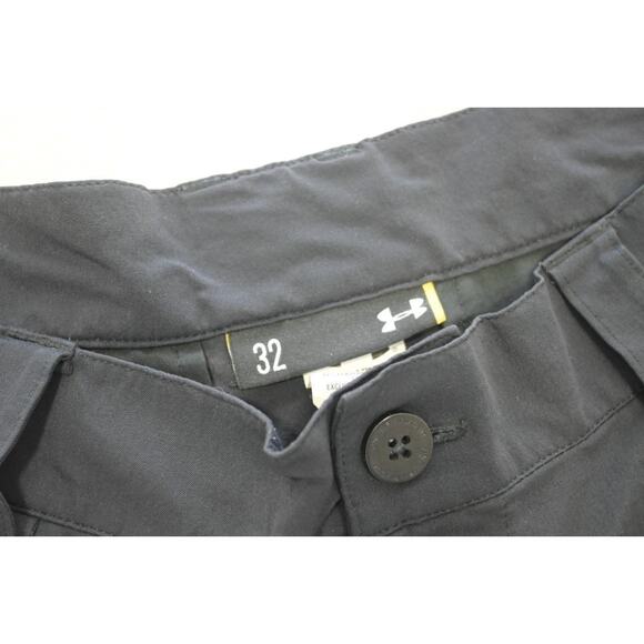Under Armour Golf Shorts HeatGear Loose Black Flat Athletic Stretch Mens Sz 32 - Picture 3 of 4